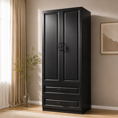 2-Door Wardrobe Closet with 2 Drawers