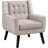  Upholstered Beige Linen Blend Tufted Wide Back Armchair with Solid Wood Legs