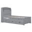 Lit plateforme simple en bois avec lit gigogne et tête de lit à DEL avec tiroirs, gris-948839978-948839979