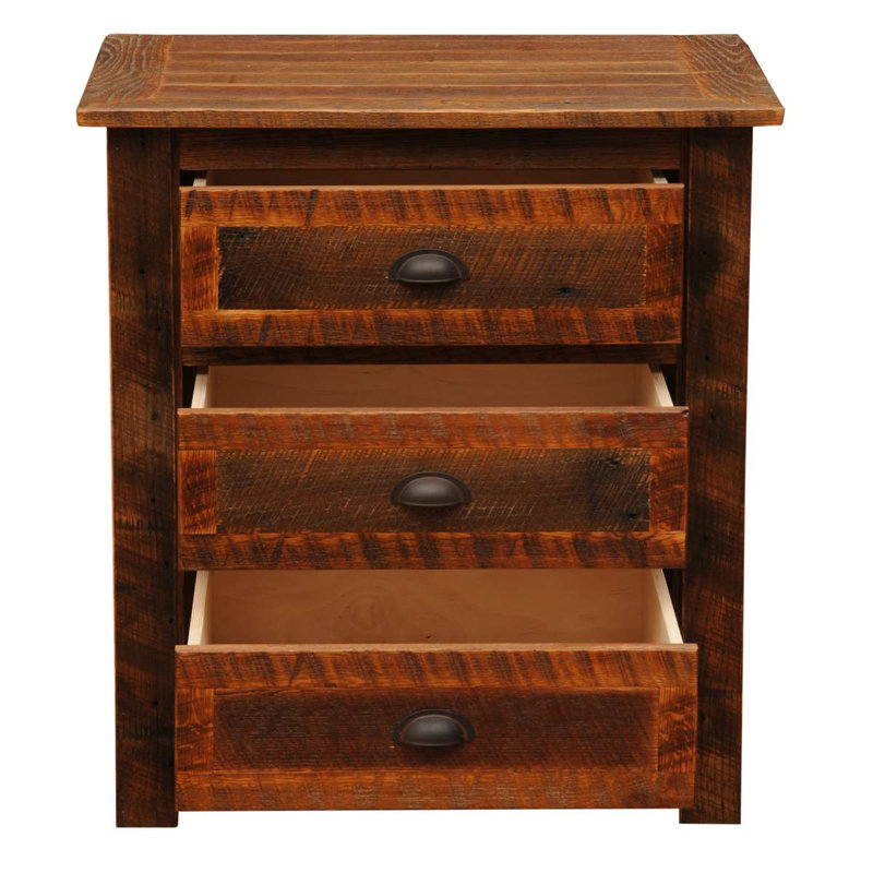 Fireside Lodge Barnwood XL Three Drawer Nightstand
