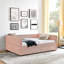 Grand lit de jour avec canapé-lit capitonné à deux tiroirs, tissu Boucle (88 po x 65,5 po x 29,5 po)-1816131103