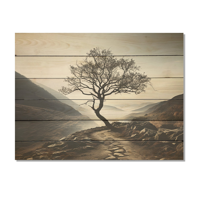 Arbre de montagne, charme minimaliste - montagnes, art sur bois de pin naturel, H 30 po x l 40 po