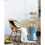 Tabouret d'appoint rond fuselé, table d'appoint incrustée bleue - fonctionnel bohémien