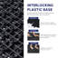 Carreaux de terrasse 12 po x 12 po en plastique noir à emboîtement, carreaux de sol antidérapants et imperméables pour la douche dans la salle de bain, motif de galets, capacité de charge de 440 lb, paquet de 60-125060655-125060652