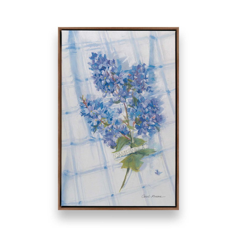 «Campanula on Linen» par Carol Rowan, reproduction d'art, Brun, H 16 po x l 12 po