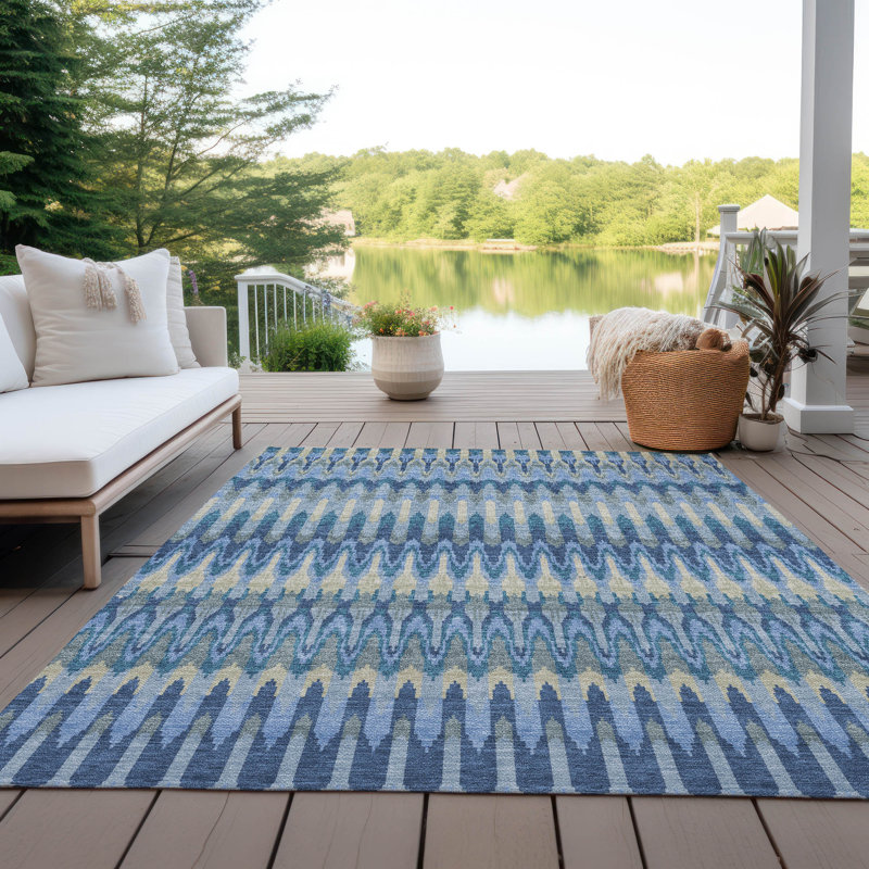 Washable Abstract Indoor / Outdoor Rug, Rectangle 3' x 5'