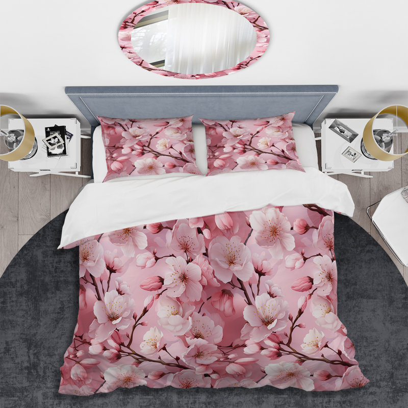Ensemble de housse de couette Pink I, Housse de couette pour grand lit et 2 taies décor