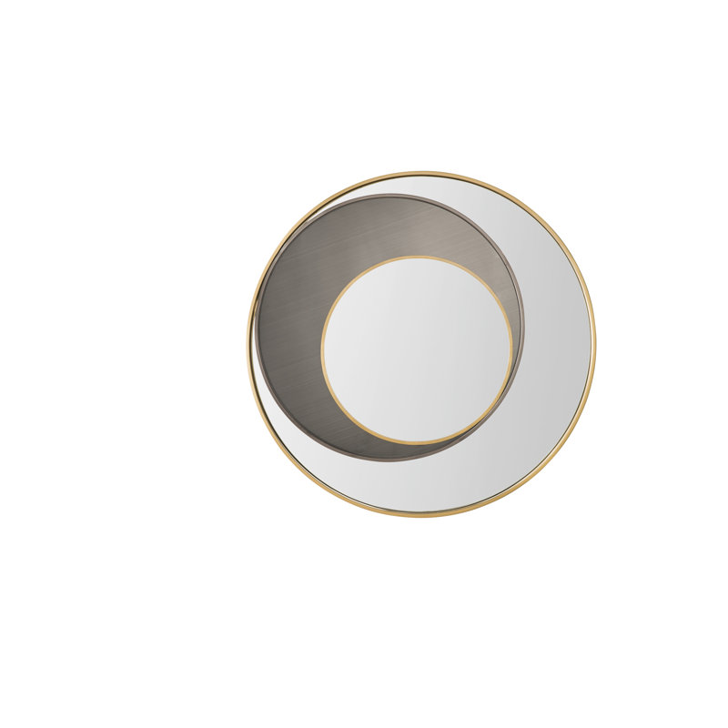 35.4" Round Matte Gold Stainless Steel Framed Mirror