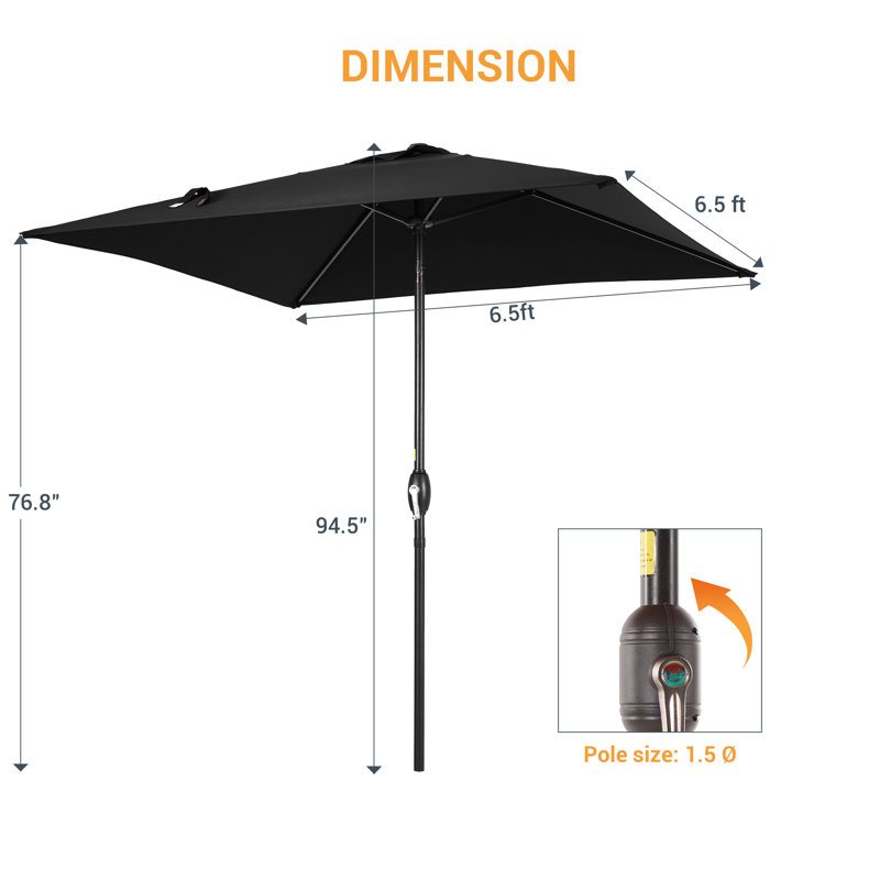 Parasol de marché carré 78,1 po Sakia, Noir