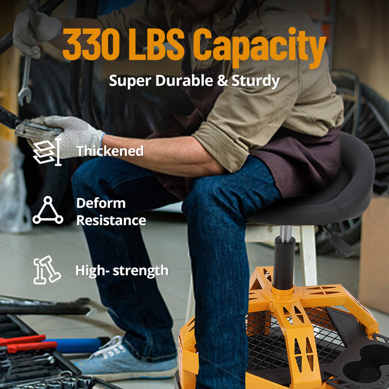 Adjustable Height Lab Stool with Removable Casters/Wheels