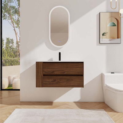 Meuble-lavabo mural 36 po avec lavabo en céramique