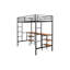 Lit mezzanine simple avec table et tablettes / Métal robuste robuste / Table et tablettes intégrées / Réduit le bruit / Barrière de sécurité / 2 échelles latérales / Certifié PCC / Aucun sommier tapissier requis
