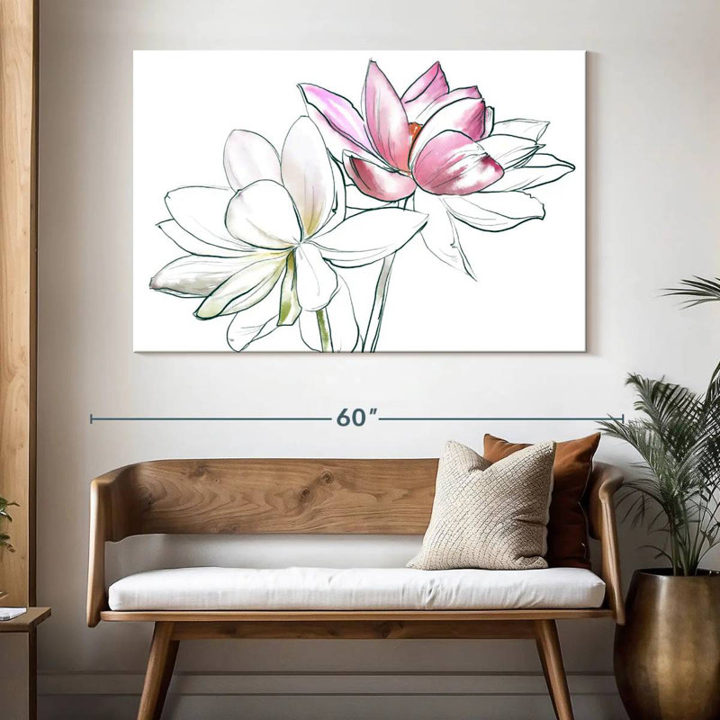 Duo de fleurs de lotus, H 34 po x l 51 po