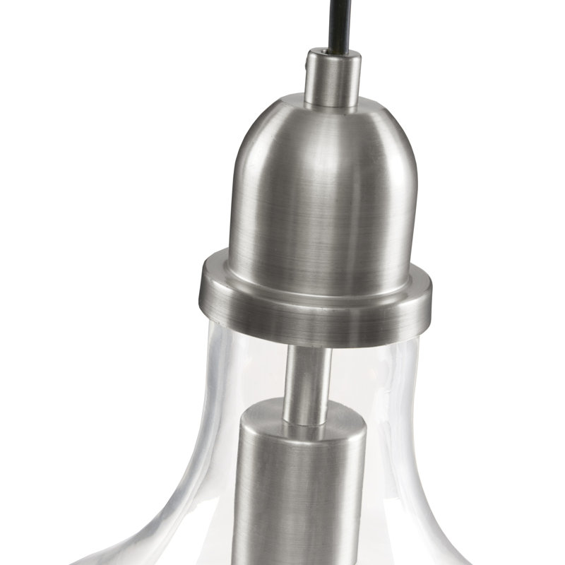 Luminaire suspendu en verre Bartola, Argent, Transparent, H 14,5 po x l 9 po x P 9 po