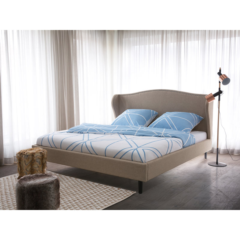 Colmar Upholstered Bed, Beige, European Double (140 x 200cm)