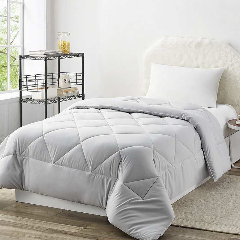 Reversible Microfiber Oversized Full XL Comforter, Solid Glacier Gray, Full XL Comforter