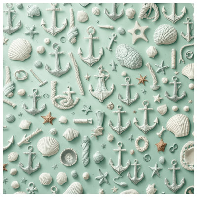 Shells Anchors Rope Seashells Bath Mat