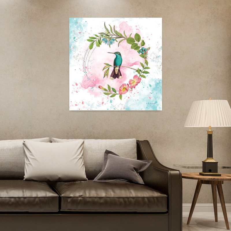 Kaleidoscope VI, art contemporain colibri vibrant, H 32 po x l 32 po