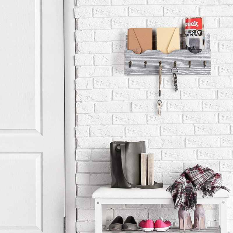 Alessia Solid + Manufactured Wood Wall Organizer, Rustic White