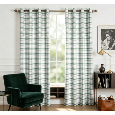 Plaid Blackout Curtains Set of 2, Buffalo Check Gingham Thermal Insulated Grommet Drapes for Bedroom