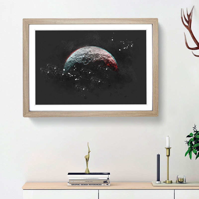 Moon - Picture Frame Painting Print, Oak Framed, 62cm H x 87cm W x 2cm D