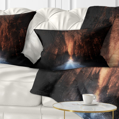 Coussin décoratif pittoresque forêt d'automne - imprimé forêt