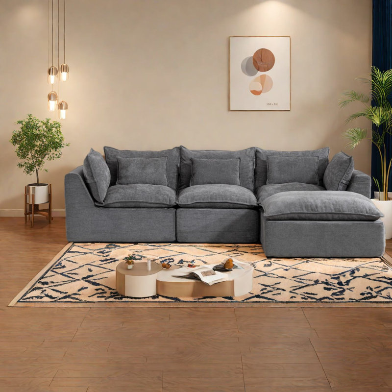 Canapé modulaire moderne en velours, très grand canapé pour le confort du salon