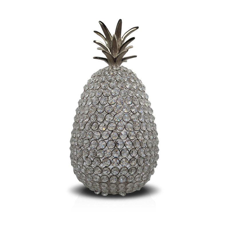 Glam Fruit Pineapple Sculpture Décor, 25" H x 14.5" W x 14.5" D, Silver