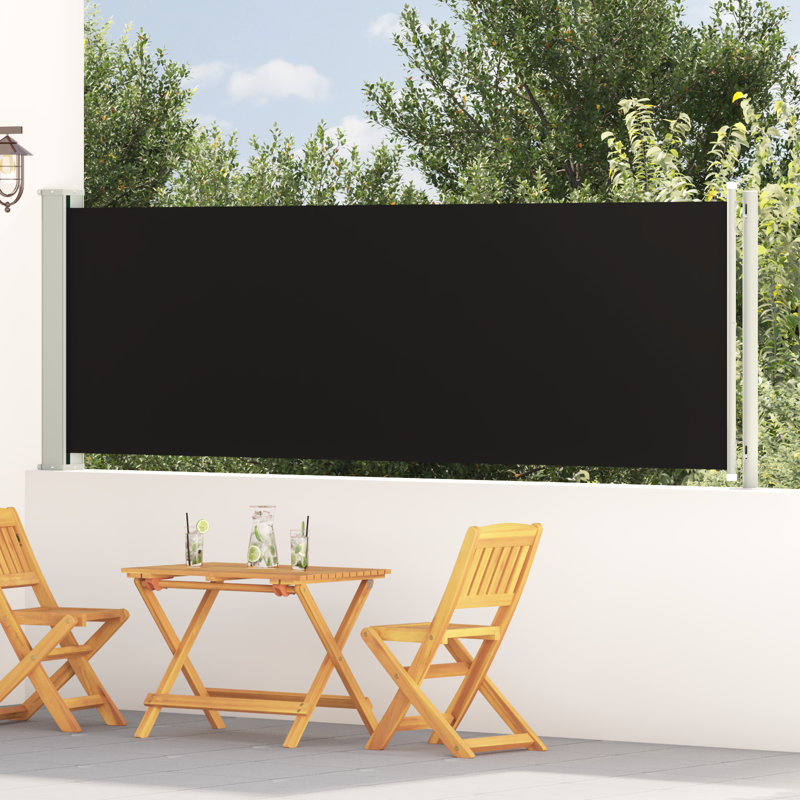 Polyester Cover Retractable Patio Awning, Black, 46.1" H x 236.2" W