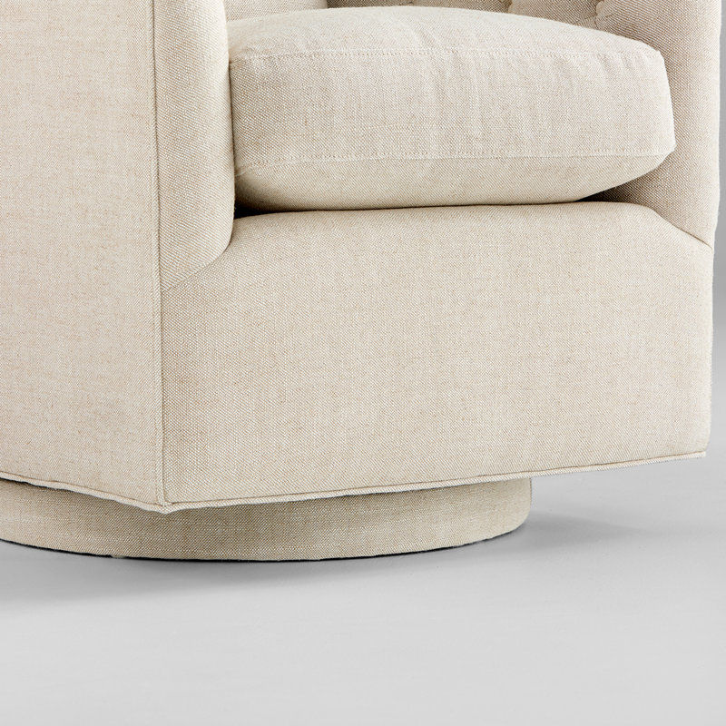 Ocassionelle Upholstered Swivel Armchair, Cream Linen