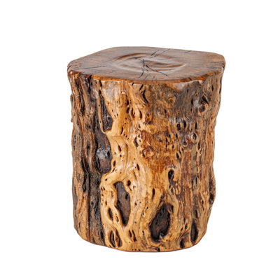 Natural Tree Trunk Stump Stool With Live Edge Solid Wood Plant Stand, Stool, Garden Bench, Side Table, End Table - D8.6 In X H9.5 In -  Millwood Pines, A400BC6CA03E4B5D900C50D3B6F07167