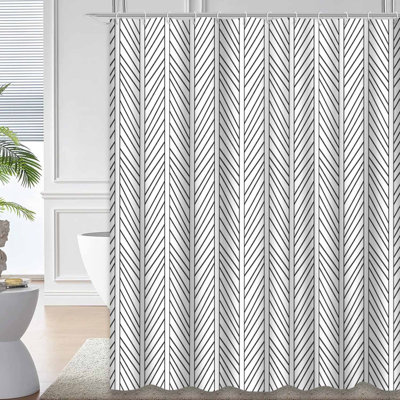 Rideau de douche à motif géométrique blanc à 12 crochets