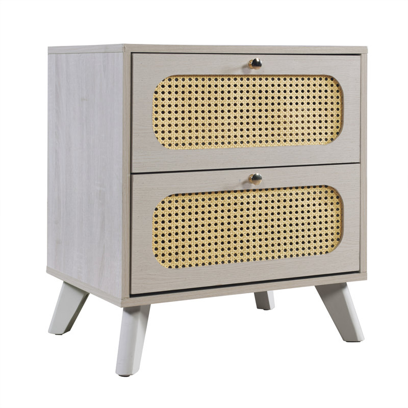 Table de chevet 2 tiroirs Adalade en blanc antique