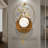 46.5" Modern 3D Metal Ginkgo Leaf Geometric Wall Art With Marble Accent