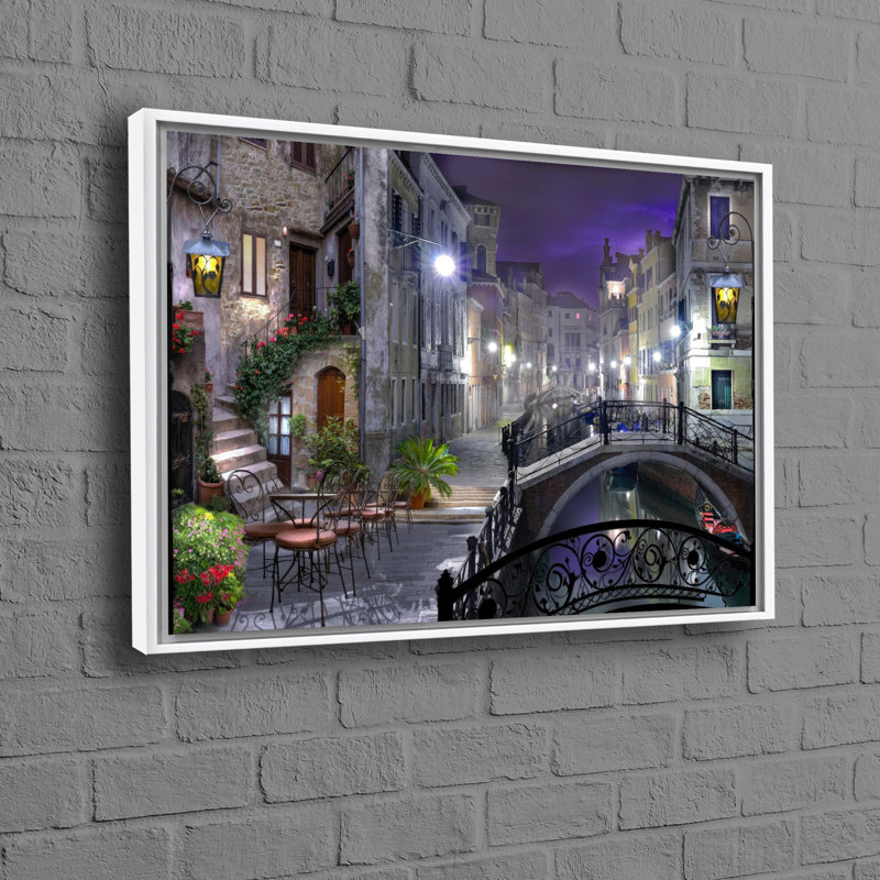 Personalized City Landscape Art Canvas With Stunning Cityscape View Wall Hanging, White Floater Framed, 80 cm H x 110 cm W