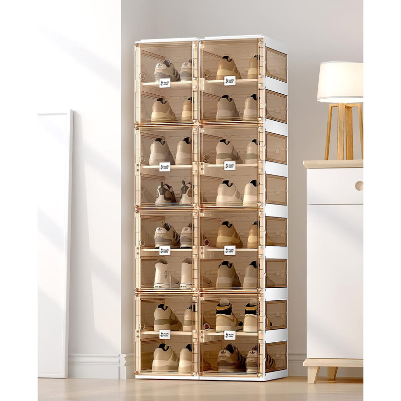 Range-chaussures empilable, Brun, 16