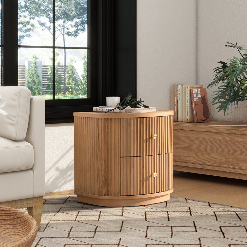 Mackenzie 24" 2-Drawer Storage Side Table, Brun
