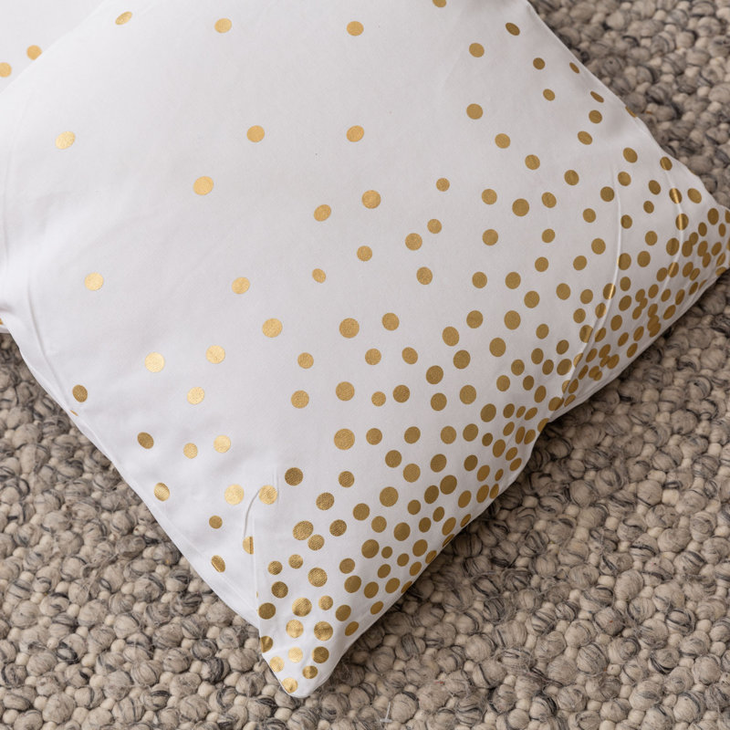 Polka Dots Cotton Throw Pillow, Gold