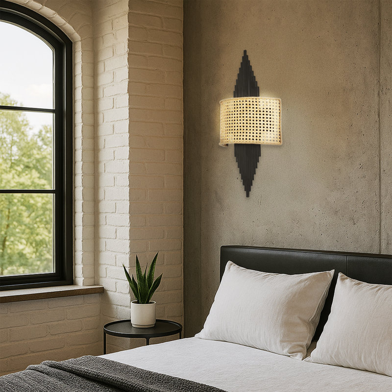 Applique murale encastrée à piles en tissu 4500K, Noir / Beige