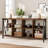 Geron 62" Extra Long Industrial Console Table Sofa Table, 8 Cube Storage Organizer Bookcases, 3 Tier Farmhouse Console Table-319111882