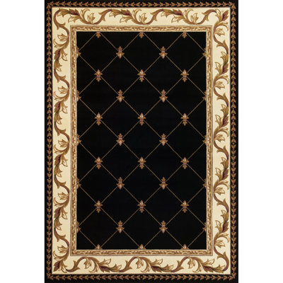 Corinthian Heirloom Traditional Black Ivory Performance Area Rug