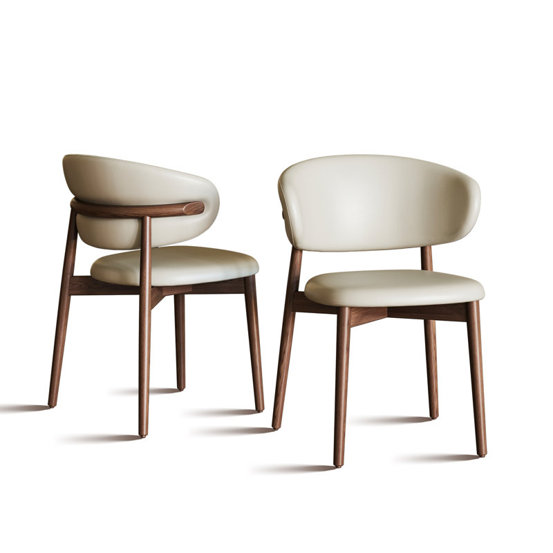 Ensemble de 2 chaises de salle à manger rembourrées Mid-Century en bois massif