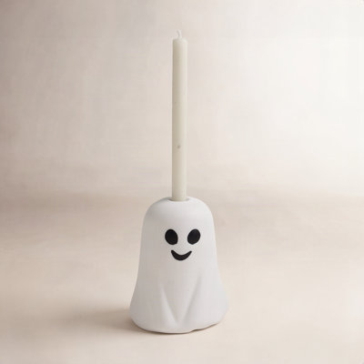 Tall Stoneware Ghost Shaped Taper Holder