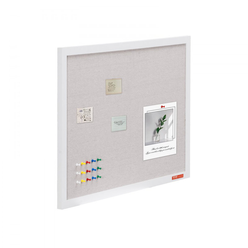 30"x20" White Cork Board with Linen Surface – Stylish Wall-Mounted Bulletin Board for Home, School, Office – Elegant & Functional Noticeboard