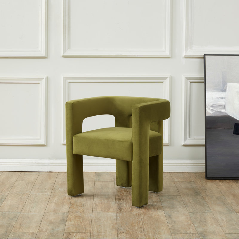 Scott 18.3'' H Leather Upholstered Armchair, Olive Green Velvet