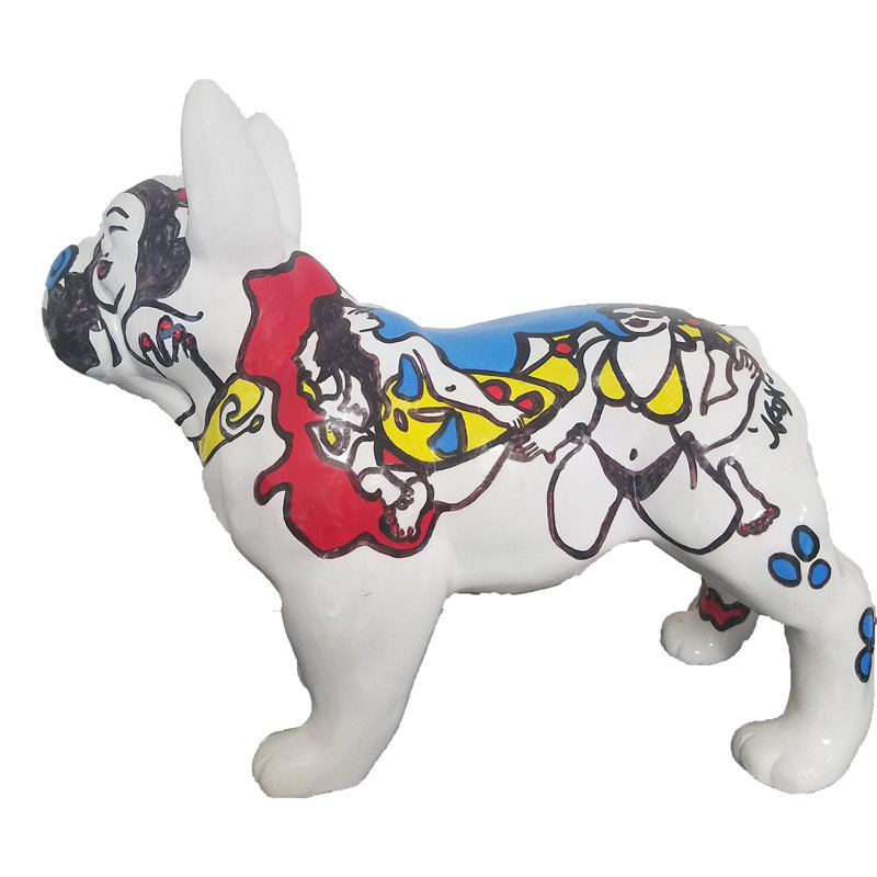Statue en résine bulldog français debout