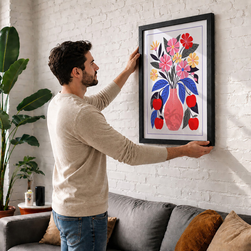 Floral Vase With Fruit Botanical - Print, Oak, A4 - 29.7 x 21.0 cm