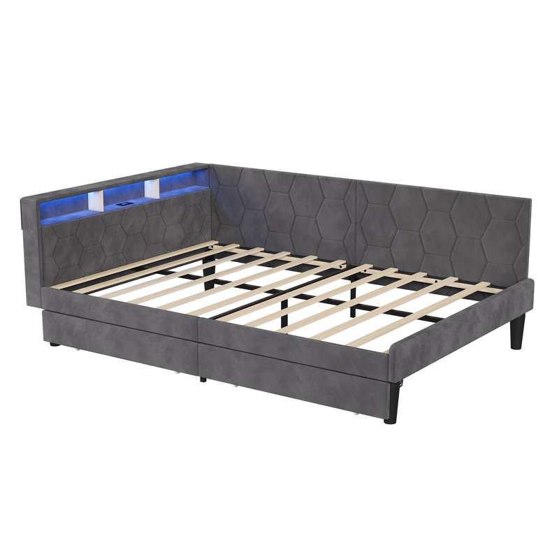 Upholstered Daybed, European Double (140 x 200 cm), Grey