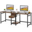 Bureau d'ordinateur 79 pouces pour deux personnes avec tiroirs et tablettes de rangement, table de travail double extra longue avec crochets, bureau d'écriture pour bureau personnel, brun rustique