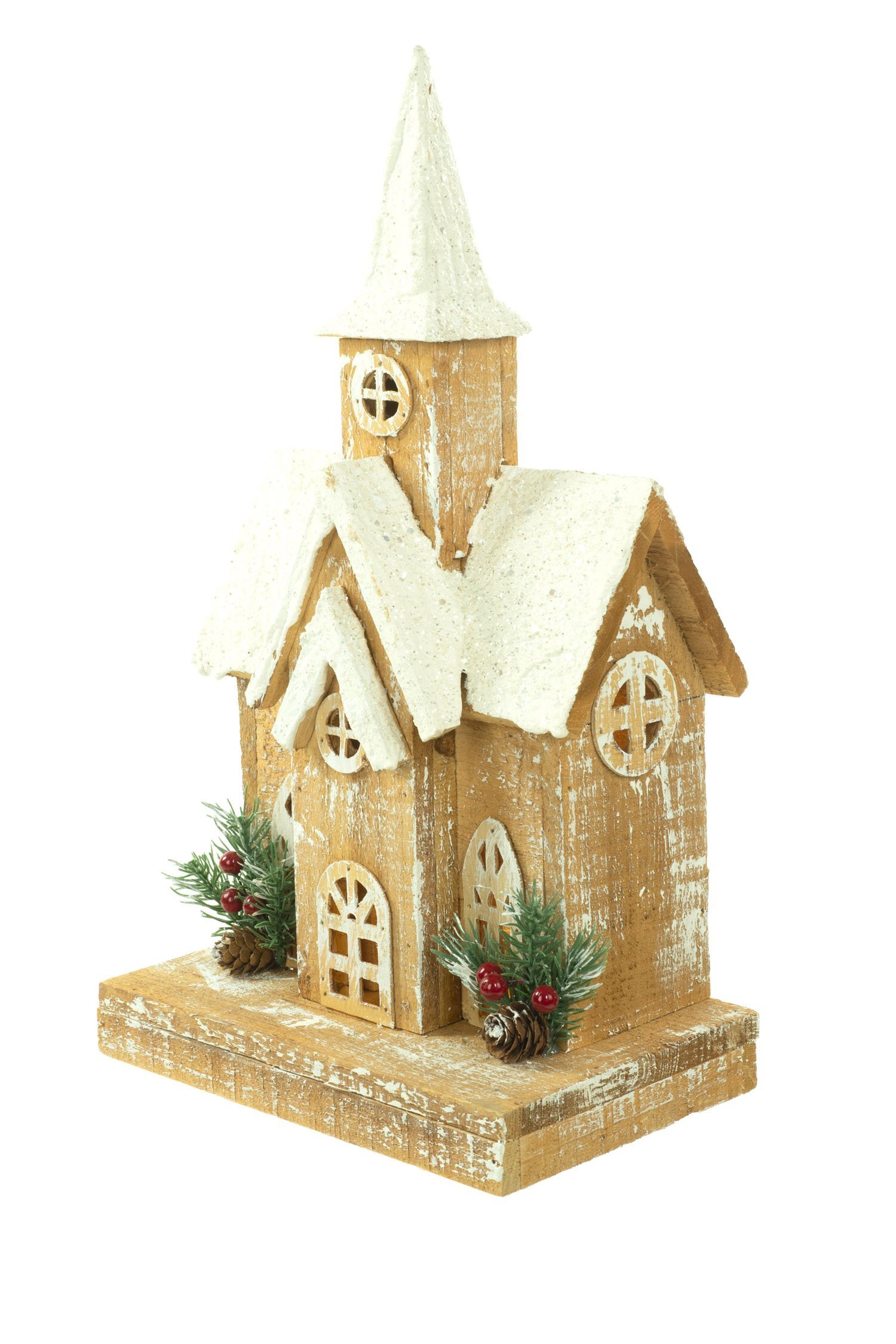 The Holiday Aisle® Brown Frosted Lighted Church | Wayfair